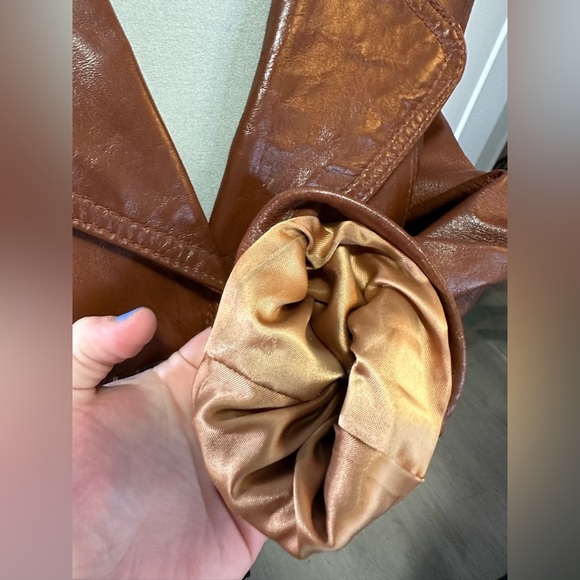 Vintage double breasted, long Mr & Mrs Leather 1970’s cognac leather coat - Picture 7 of 15